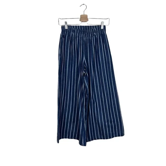 Final Touch Wide Leg Blue Striped Palazzo Pants Size Small - Picture 1 of 14